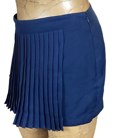 Abercrombie & Fitch Pleated Faux Wrap Mini Skort Skirt Sz 4 Navy/Indigo Blue 42R - Picture 4 of 13